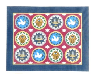 E Peterson /S Roberts Circles of Peace Tallis Bag Handpainted Needlepoint Canvas - Picture 1 of 1