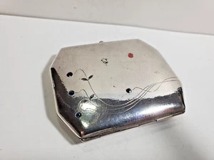 Antique Sterling Silver, Blue Sapphires, Hallmarked Cigarette Case 3 1/2 x 3" - Picture 1 of 15