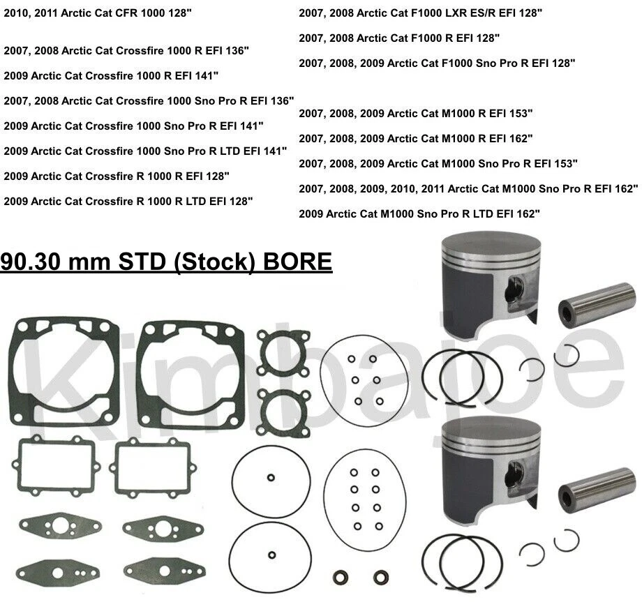 Kits de pistones Arctic Cat 1000 Crossfire M F CF CFR Sno Pro SPI 2007-2011 reconstrucción Foto 1 de 1