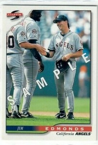 1996 Score Jim Edmonds Sample Baseball Card.  #4.  Ex-NMInt