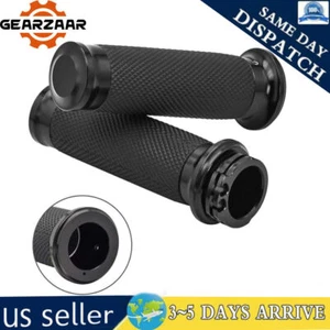 1“ Black Handle Bar Hand grips Fits For Harley Touring Sportster XL883 XL1200 - Picture 1 of 16