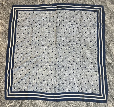 "Envoltura de bufanda de diseño a rayas con puntos azules y blancos Robinson & Golluber de colección defectos de 20,5""" Foto 1 de 4