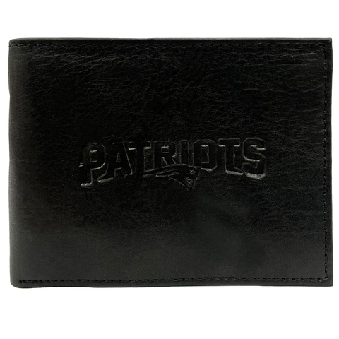 NFL New England Patriots Genuine Leather RFID Wallet Black Cover