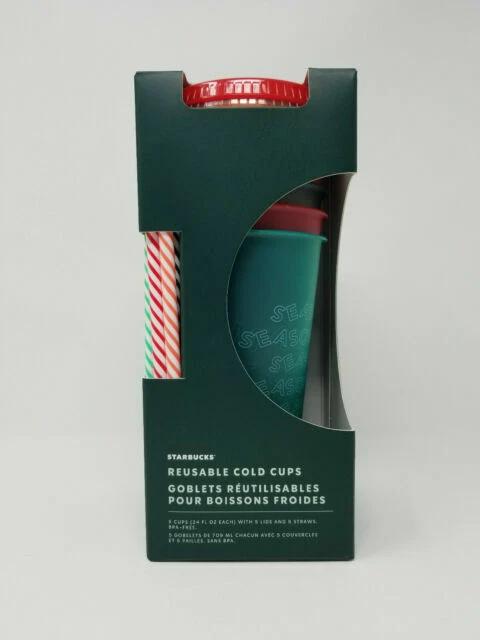 Starbucks Reusable Cold Cups with Lids and Straws - Pack of 5