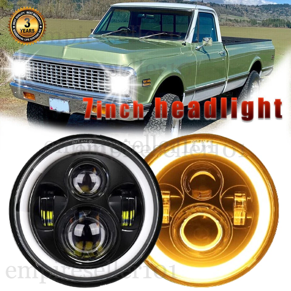 Faro LED de 7 pulgadas HI/LO haz sellado DRL para camioneta Chevy K10 El Camino Foto 1 de 4