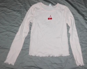 Girls’ Long Sleeve Lettuce Trim Edge Ribbed T-Shirt Pink - Art Class - S 6/7 - Picture 1 of 1