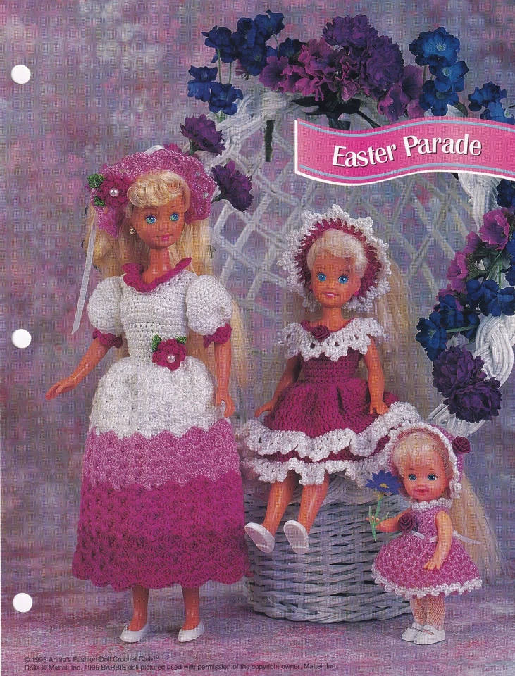 Annie's Fashion Doll Crochet Pattern EASTER PARADE Dresses 3 Sizes - Image 1 of 1