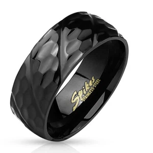 BAGUE ANNEAU HOMME ACIER INOXYDABLE PLAQUÉ NOIRE MARTELÉE 4625 TAILLE 69 - Imagen 1 de 1