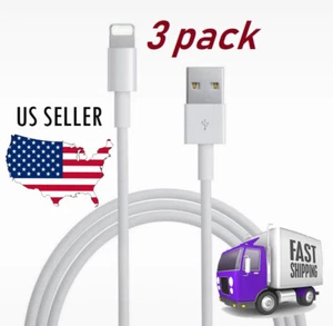 3 PK USB Data Charging Cables Apple iPhone 5 S 6 7 8 X + US Stock fast shipping - Picture 1 of 9