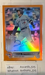George Springer - 2022 Topps cromo autógrafo #AC-GSP - naranja refractor 16/25 - Imagen 1 de 3