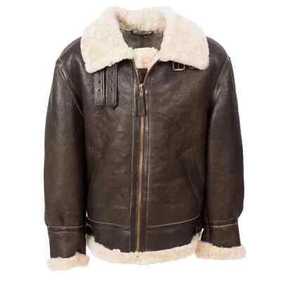 Aviator B3 Shearling Brown Real Sheepskin Leather Flight Bomber Jacket - Image 1 of 4