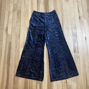 Maeve Anthropologie Isobel Cropped Wide Leg Velvet Pants Floral Size 0 - Picture 1 of 5