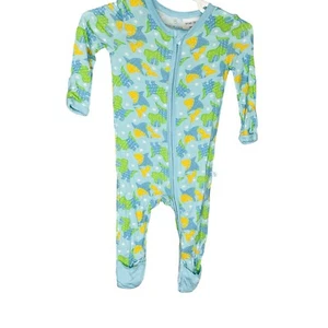 Posh Peanut Boys 0-3 Month Bamboo Dinosaur Blue One Piece Pajamas - Picture 1 of 9