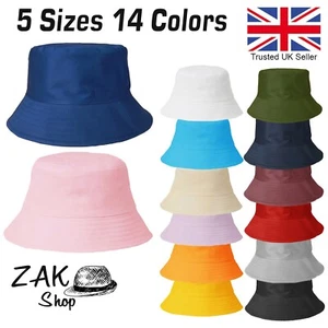 100% Cotton Sun Hat Men Women Bucket Cap UK Beach Festival Summer 4 Sizes - Picture 1 of 15