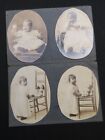 (2) VINTAGE PHOTOS Baby Child Girl With DOLLS and Stuffed Bear c 1910
