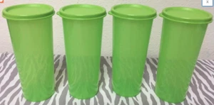 Tupperware 12-oz Straight Edge Tumblers with Seals Set in Kiwi Green New - Picture 1 of 2