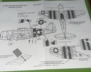 Microscale Aufkleber MS 48-003 P-47D Thunderbolt Razorback Invasion Streifen Neu in Verpackung - Bild 1 von 5