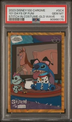 2023 Topps Chrome Disney 100 #SC-4 Stitch in Costume Gold Wave /50 PSA 10 - Image 1 of 3