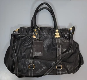 NEW HTF Y2K Bebe Oversized Large Black Leather Duffle Tote Bag Purse NWT  - Picture 1 of 5