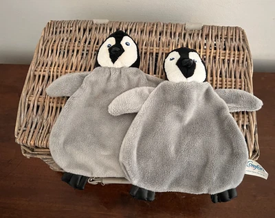 2 X Comfort Happy Feet Mumble Penguin Grey Comfort Blanket Soft Toy - Image 1 of 4