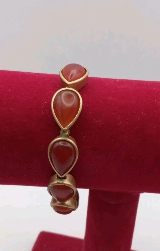 Kenneth Cole New York Gold Tone Link Bracelet W/ Carnelian Red Acrylic Stone 8in - Image 1 of 4