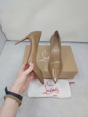 CHRISTIAN LOUBOUTIN EU 41.5 US 11.5 WOMEN NEW Sporty Kate Patent Tan Pump Shoe - Image 1 of 4