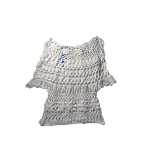 Aqua Blue Boho Crochet Top NWT | Festival Beach Cover-Up, One Size - Picture 1 of 6