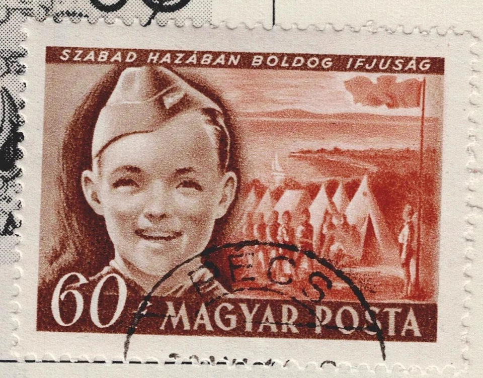 Hungría Boy Scout Pionero Campamento Sello Escena 1950 Hu Foto 1 de 1