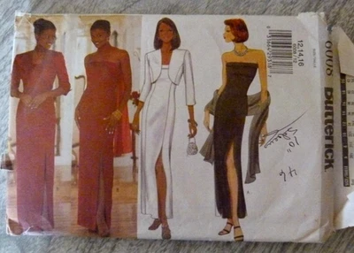 Butterick 6008 Sleeveless Column Dress w Thigh Slit Bolero Scarf Sz 12-16 Cut 16 - Image 1 of 2