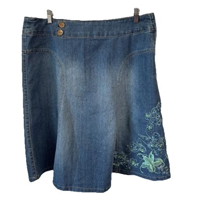 Falda vaquera bordada Bandolinoblu para mujer 14 Midi Cottage Core Boho modesta nueva con etiquetas Foto 1 de 4
