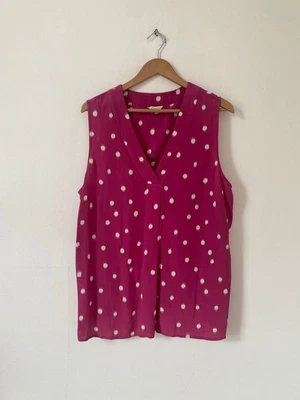 Monsoon Women Top Extra Large Pink Sleeveless Pullover Blouse Smart Office Polka - Image 1 of 4