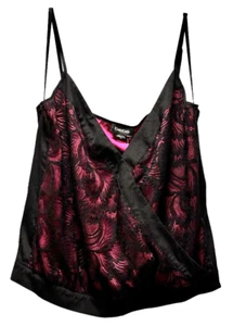 Bebe Lace Trim Cami Top Purple Red V-Neck Tank L Boho Y2K Goth Grunge Fairycore - Picture 1 of 13