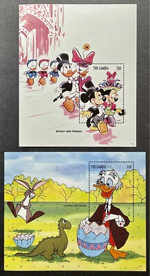 GAMBIA DISNEY EASTER STAMPS 2 SS 1994 MNH LUDWIG VON DRAKE MICKEY DINOSAUR 1 - Image 1 of 3