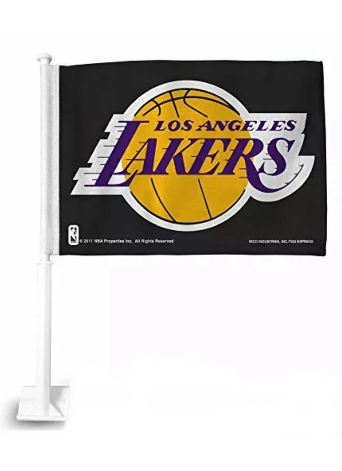 2001 Multi-year NBA Champion Los Angeles Lakers Black Car Flag With White Pole