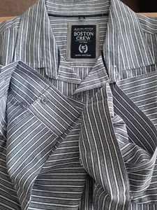Boston Crew Mens Blue 100% Cotton Stripped L /S Size XL Shirt BIG,TALL BNWOT - Picture 1 of 10