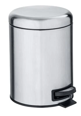 WENKO Abfalleimer Leman Kosmetikeimer Edelstahl mit Tretfunktion 5 Liter Silber - Bild 1 von 4