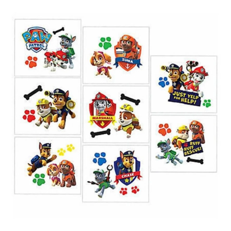 Paw Patrol Adventures Tattoo Party Favours 8pk - Image 1 of 1