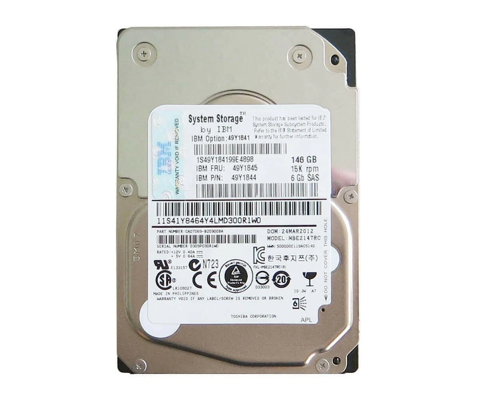IBM 146GB 15K SAS SFF 2.5" Server Hard Drive HDD Fru 49Y1844 49Y1845 - Image 1 of 1