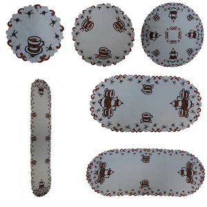 Tischdecke Tischläufer Mitteldecke Deckchen Deko Braun Weiß Kaffee Motiven  - Bild 1 von 7