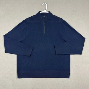 J Crew Sweater Mens XL Blue Merino Wool Half Zip Pullover Mock Neck EUC - Picture 1 of 12