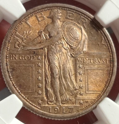 1917 SLQ MS64 FH USA type 1 standing liberty quarter NGC coin - Image 1 of 4
