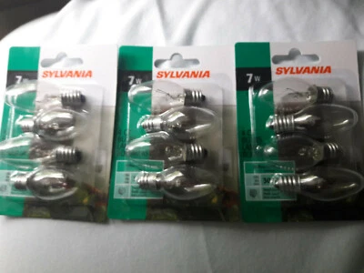 12 'SYLVANIA' CLEAR NIGHT LIGHT BULBS- 3 Packs with 4 Bulbs in each Pack (7W) - Image 1 of 3