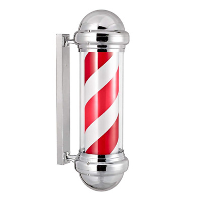 Barber Shop Pole Red White  Rotating Stripe Illuminated Classic   Salons 75CM UK • 113.98€