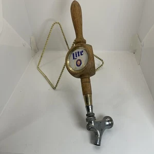 VTG Miller Lite Beer Tap Handle Wooden 3 Sided Tapper Collectible - Picture 1 of 8