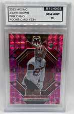 2023 Mosaic JI'AYIR BROWN ROOKIE PINK CAMO #334 GRADED 1st Choice GEM MINT 10