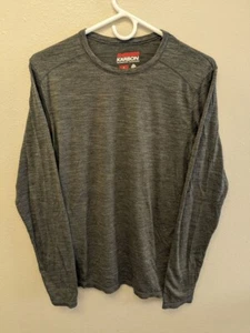 Karbon Men's S 100% Merino Wool Long Sleeve Shirt Gray Lightweight Crewneck - Picture 1 of 7