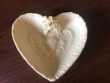Vintage Victorian Cameo Gibson Girl Ceramic Porcelain Mint Heart Dish 5”x4”