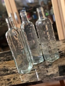 Vintage Lot 3 Decorative Bottles Vases Tall Green 10.5" Collectible Crafts Glass - Picture 1 of 4