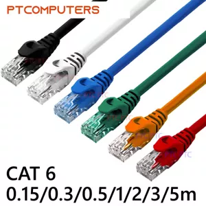 Cat 6 0.15m 0.3m 0.5m 1m 2m 3m 5m RJ45 UTP Ethernet Network Lan Cable Patch Lead - Picture 1 of 18