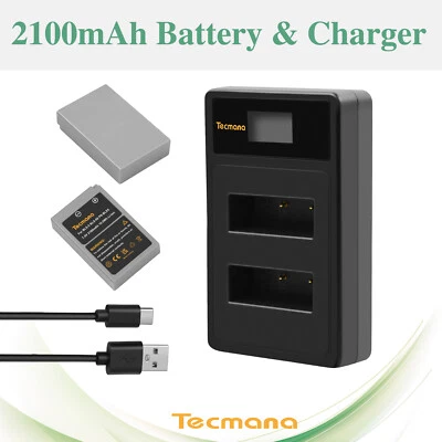 TECMANA 2X Akku 2100mAh Für Olympus OM-D E-M10 E-M10 Mark II III BLS-5 BLS-50+Ladegerät